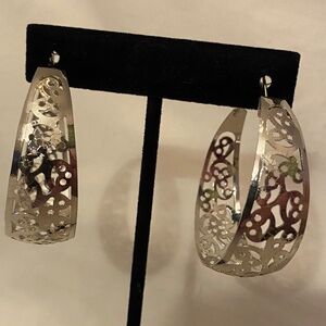 Silver Large Wide Laser Cut Hoops 1.75"